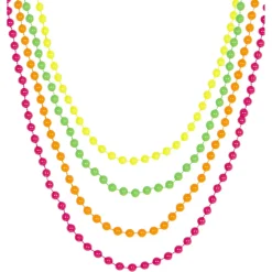 Set aus 4 neonfarbenen Perlenketten – Buntes Accessoire in verschiedenen Farben