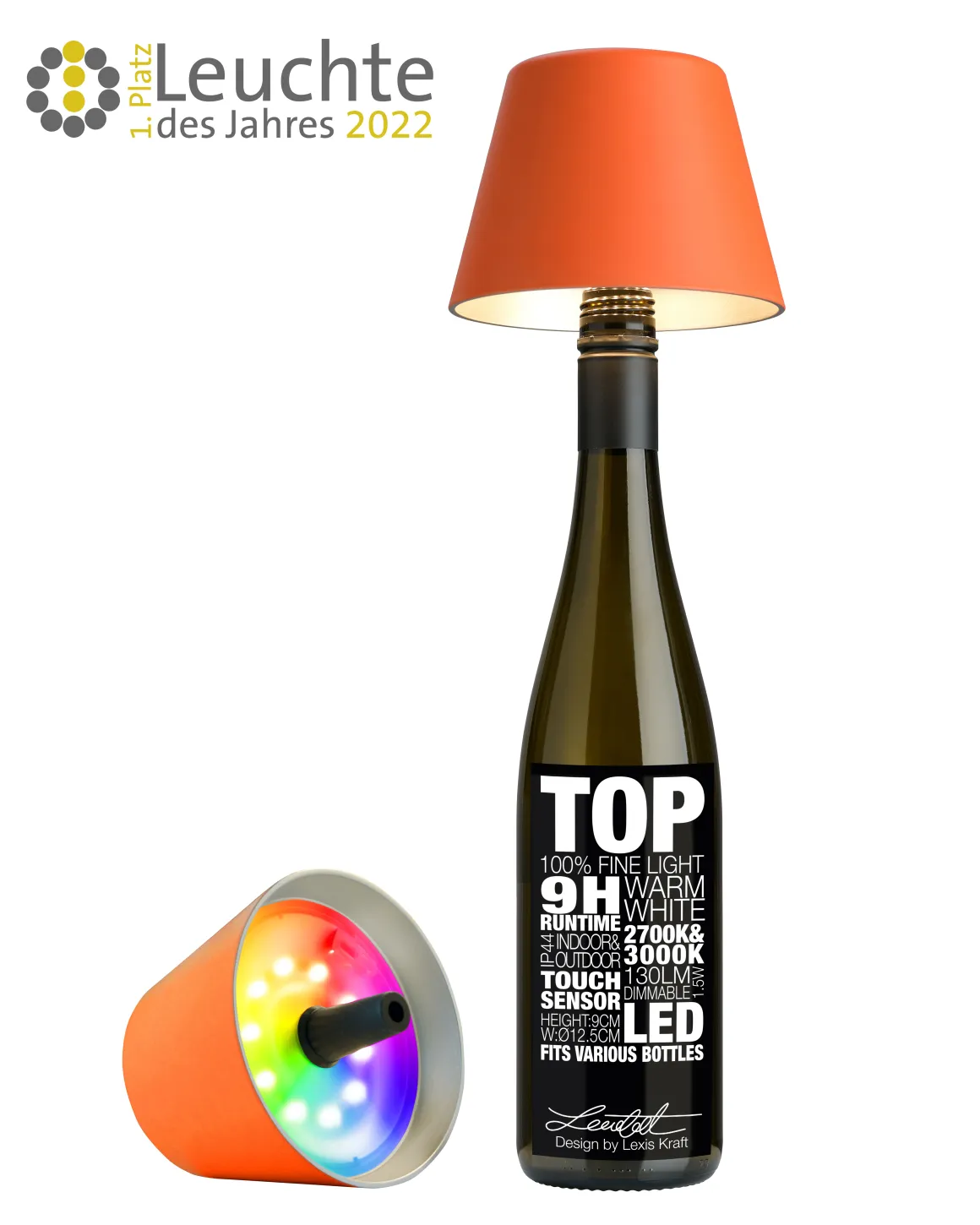 Sompex Leuchte TOP 2.0 Akku LED Flaschenaufsatz orange