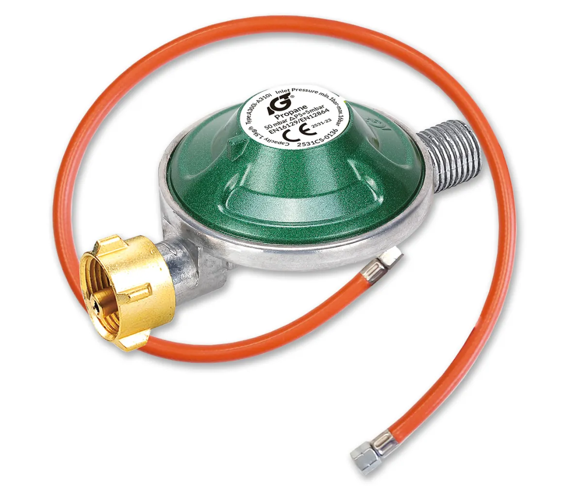 Umrüstset passend für Weber Q100, 120 mit 50 mbar Regler und 100cm PVC Gasschlauch