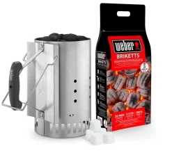 Weber Anzünd-Set (17631) Rapidfire Anzündkamin 2 kg Brikett & 3 Anzündwürfel Weber