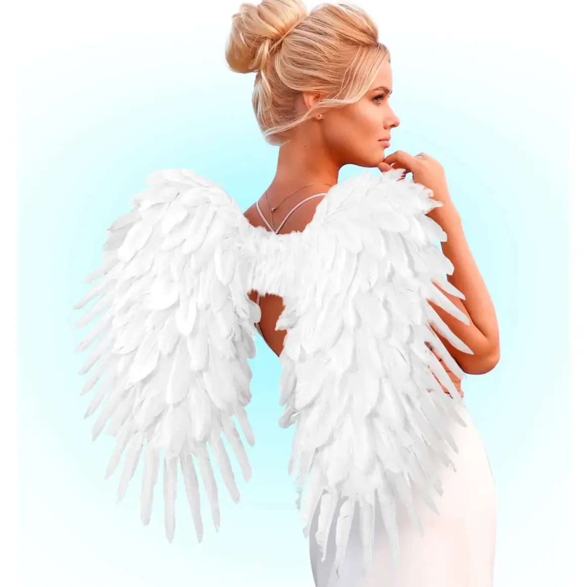 Weiße Federflügel – 80 x 60 cm für Engel- und Fantasy-Kostüme