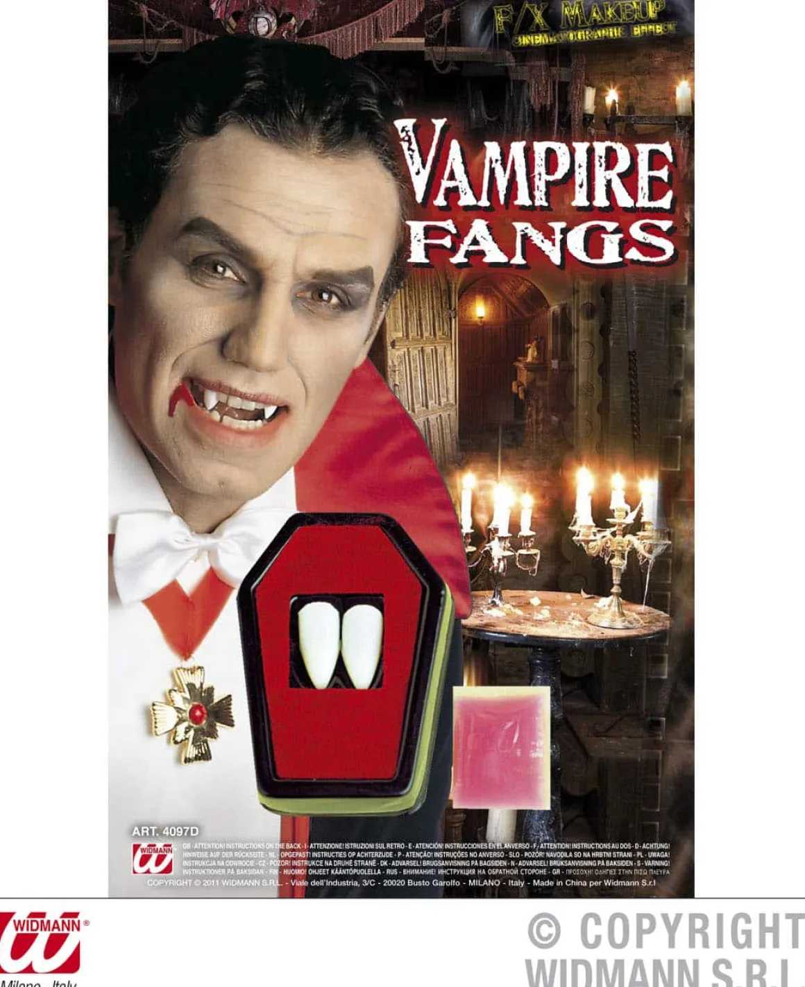 Widmann Professionelle Vampir-Zähne im Sarg - Halloween & Kostümzubehör