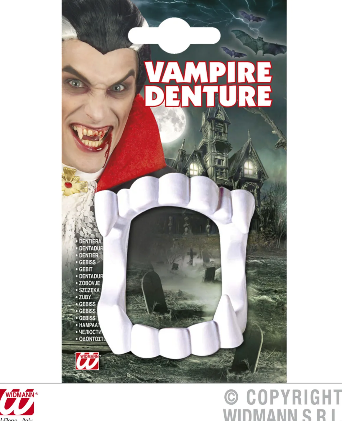 Widmann Vampir Gebiss - Halloween-Zubehör, realistisches Vampir-Set