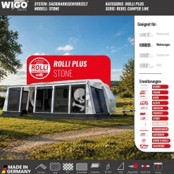 WIGO Vorzelt Rolli Plus Stone | Größe 7 |  Umlaufmaß 911 945 cm