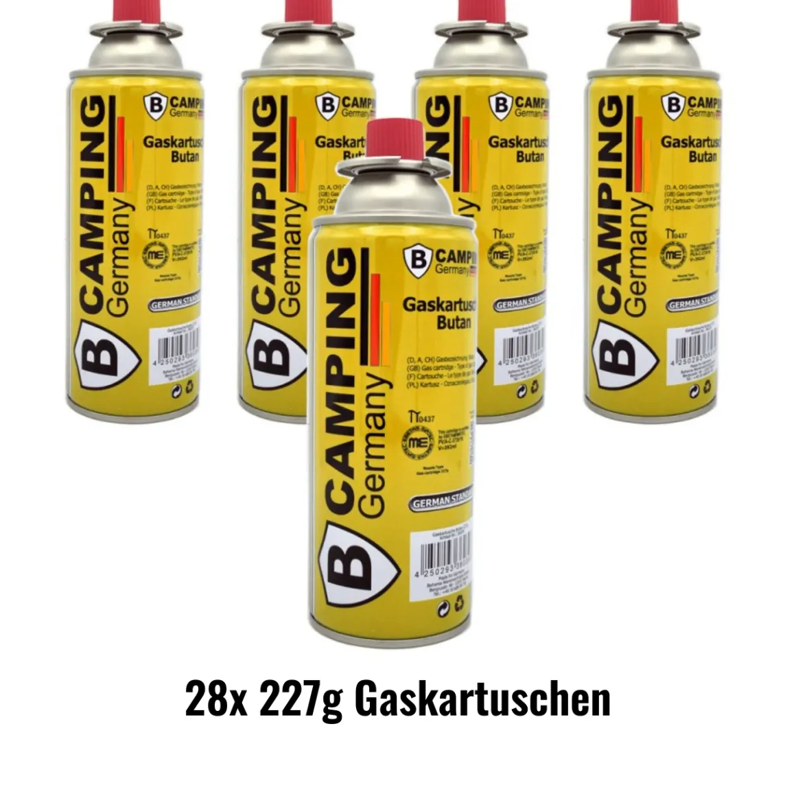 28x Butan Gaskartusche 227g, Ventilkartusche für Gaskocher und Gasbrenner, Farbe blau