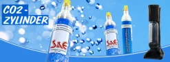 3 x CO2 Reserve-Zylinder 425 g Kohlensäure mit Füllung 60l für Sprudlergeräte z. B. Soda Stream
