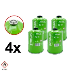 4x 450 g Gaskartusche für Gaskocher, Gasgrill  Schraub-Ventil-Kartusche