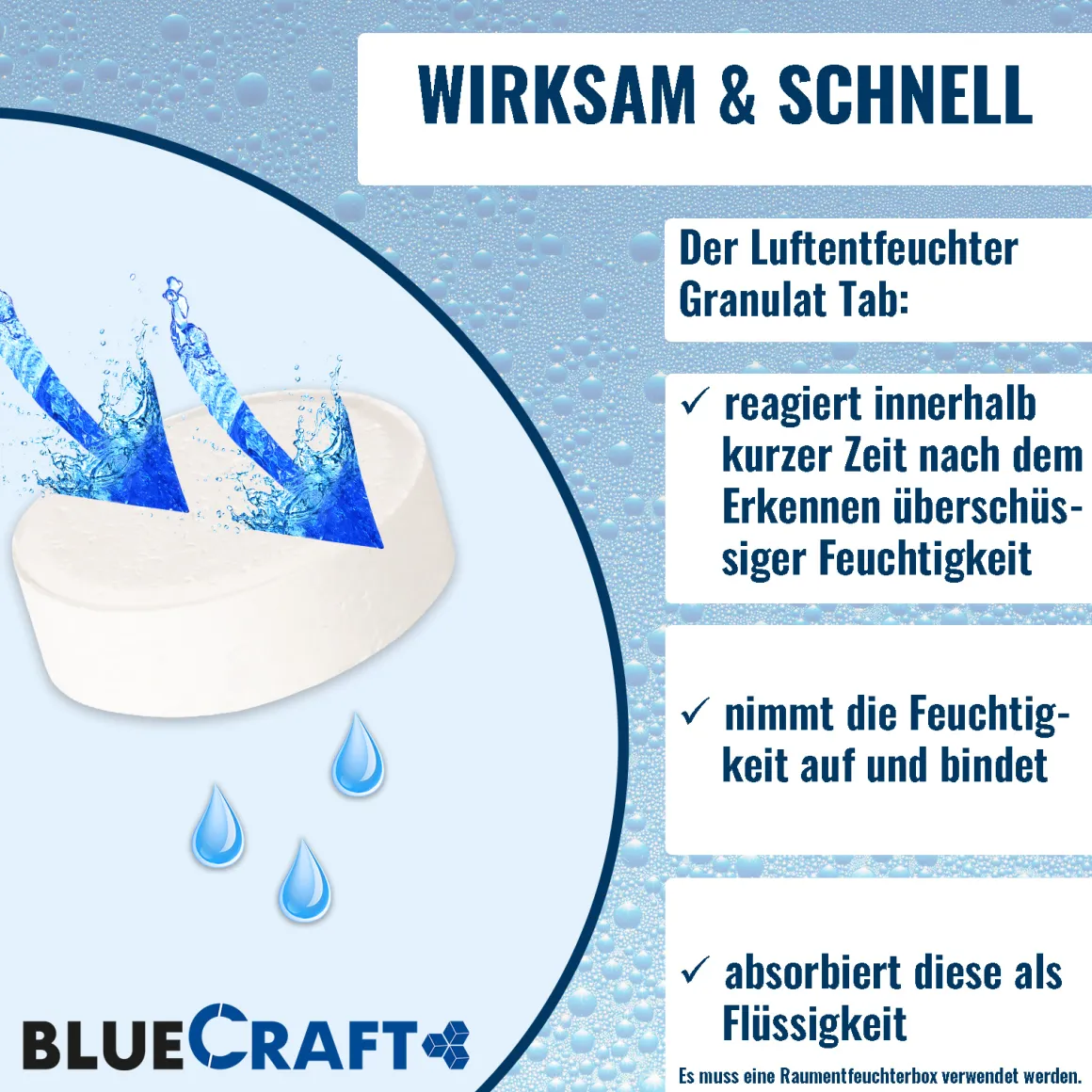 12x 450g Luftentfeuchter Granulat Tabs neutral mit Raumentfeuchter Box