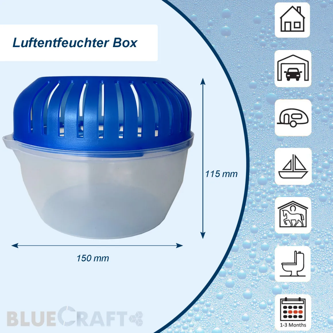 12x 450g Luftentfeuchter Granulat Tabs neutral mit Raumentfeuchter Box