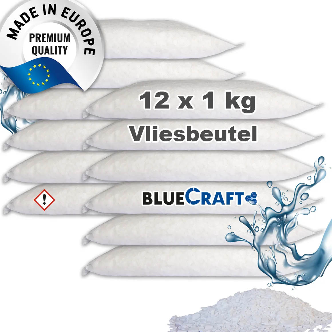 12x 1 kg Raum Luftentfeuchter Granulat im Vliesbeutel