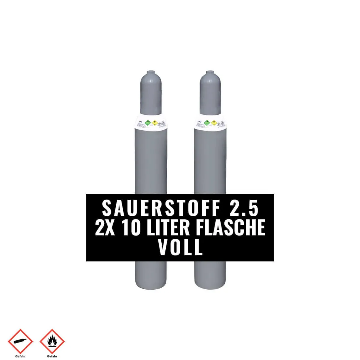 2x 10 Liter Sauerstoff (technisch 2.5) gefüllt